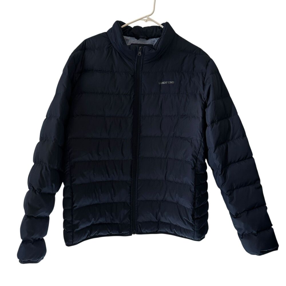 Lands End Men's Navy Blue‎ Down Fill Full Zip Puffer Jacket Size L (44/44)